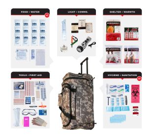 2 Person Comfort Survival Kit, Rolling Bag (Option: Camo)