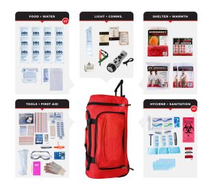 2 Person Comfort Survival Kit, Rolling Bag (Option: Red)