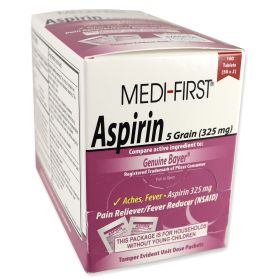 Aspirin (Option: 100 tablets per box, 50 packets of 2 tabs each)