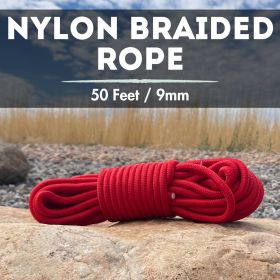9mm x 50' Nylon Braided Rope (Color: Green)